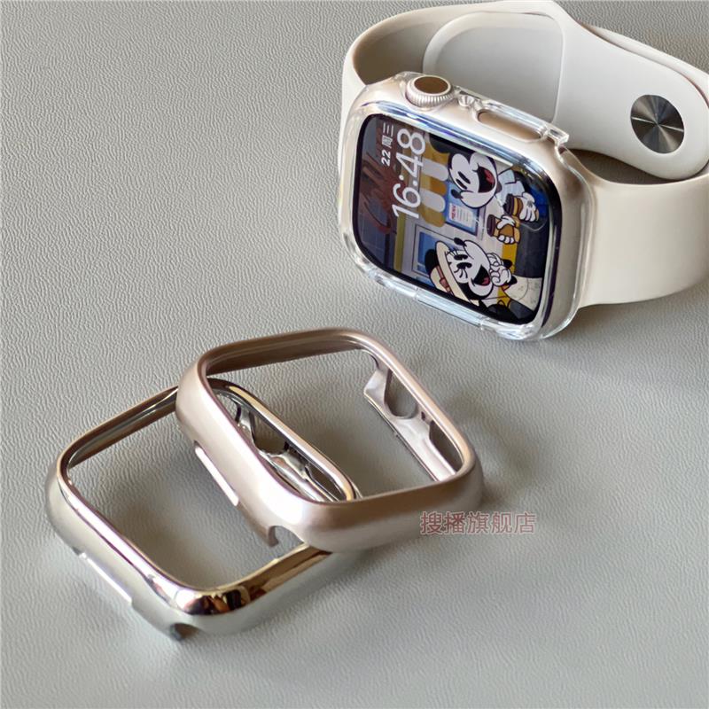 适用applewatch10保护壳S9苹果手表iwatch8/7/6/5/4边框表壳ultra半包硬壳se防摔耐磨42智能运动46透明套49mm