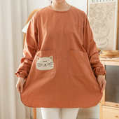 日系家用做饭围裙厨房反穿罩衣防污长袖 大人男女面包店可爱工作服