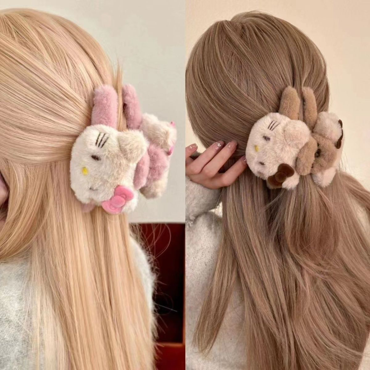 【任选2个】毛茸茸！秋冬闺蜜款Kt抓夹卡通少女心小猫毛绒发夹M