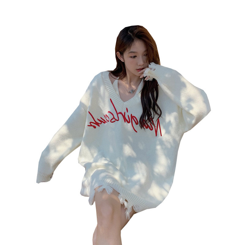 DESIGN: V-NECK LOOSE AND SOFT HALTERNECK VEST SWEATER 2022 AUTUMN AND WINTER NEW LAZY FASHION LETTER TWO-PIECE SET