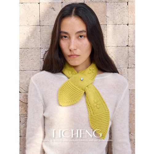 法式优雅提花100%羊毛小围巾穿插