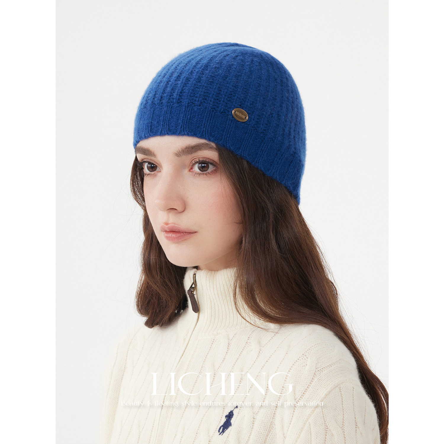 100%纯山羊绒针织帽包头冷帽送礼