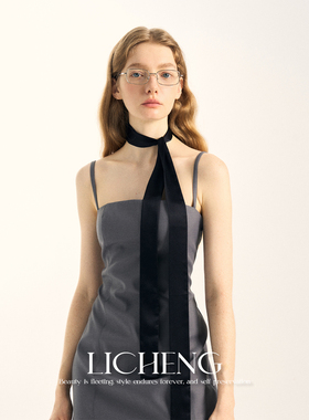 礼诚 时髦y2k细围巾男女百搭纯色细窄长条丝巾飘带黑色领带颈饰潮