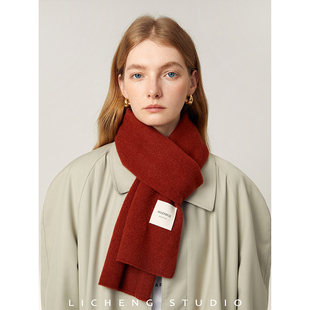 礼诚 冬日恋歌 手工标100%澳洲羊毛围巾女冬季情侣款保暖针织围脖