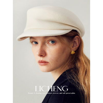 法式黑色纯羊毛报童帽女秋冬