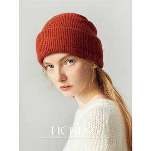 礼诚 保暖纯羊毛针织冷帽秋冬女毛线堆堆帽子男显脸小月子帽加厚