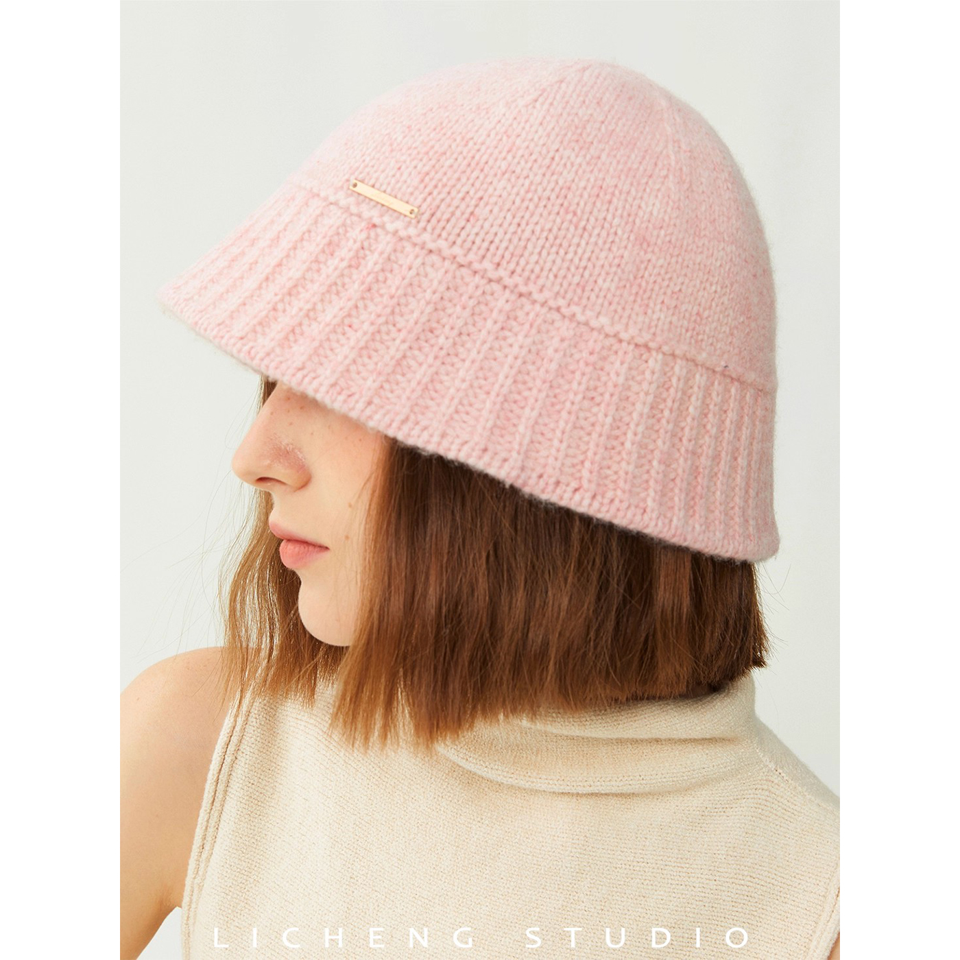 纯羊毛针织渔夫帽秋冬堆堆帽