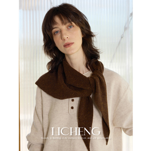 礼诚 复古时髦彩点100%羊毛三角巾女秋冬送礼保暖针织领巾小围巾