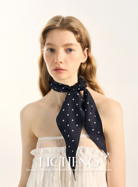 礼诚 基础款黑色波点真丝丝巾优雅百搭菱形巾桑蚕丝防晒围巾头巾