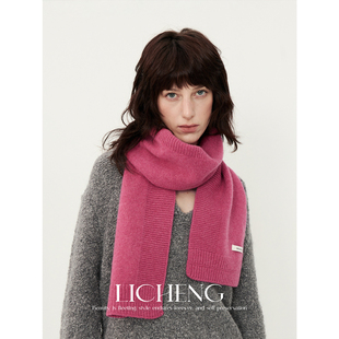 礼诚 100%澳洲纯羊毛小围巾女冬季2025新款百搭保暖针织围脖送礼