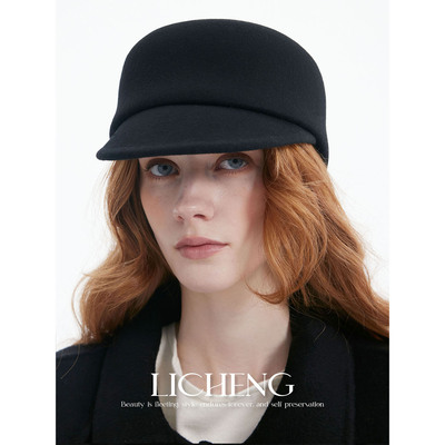 法式高级感100%羊毛呢鸭舌帽礼帽