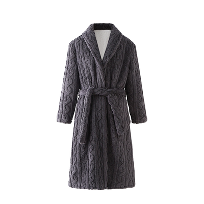 男士睡袍冬季加厚羊羔绒长袍睡衣