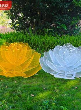 户外不锈钢镂空花朵雕塑园林草坪仿真植物装饰品室内造景摆件品