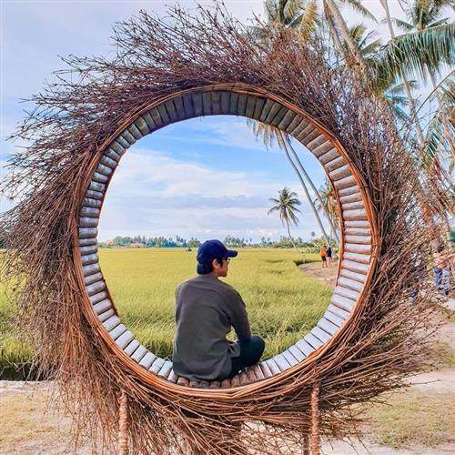 网红鸟巢椅打卡景区创意婚纱摄影拍照道具巴厘岛悬挂秋千藤编座椅