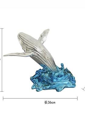 鲸鱼雕塑摆件海豚鲨鱼落地装饰售楼处酒店大堂楼梯间玻璃钢艺术品