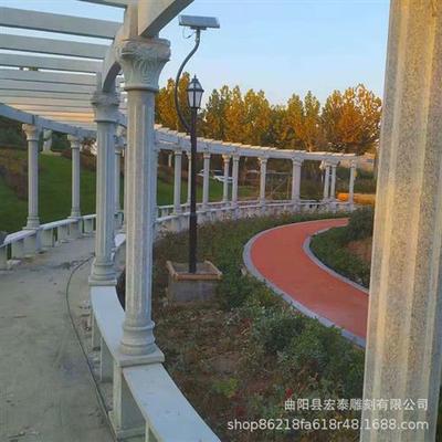 大理石新款花架庭院创意晚霞红石材花廊高档小区凉亭石雕长廊