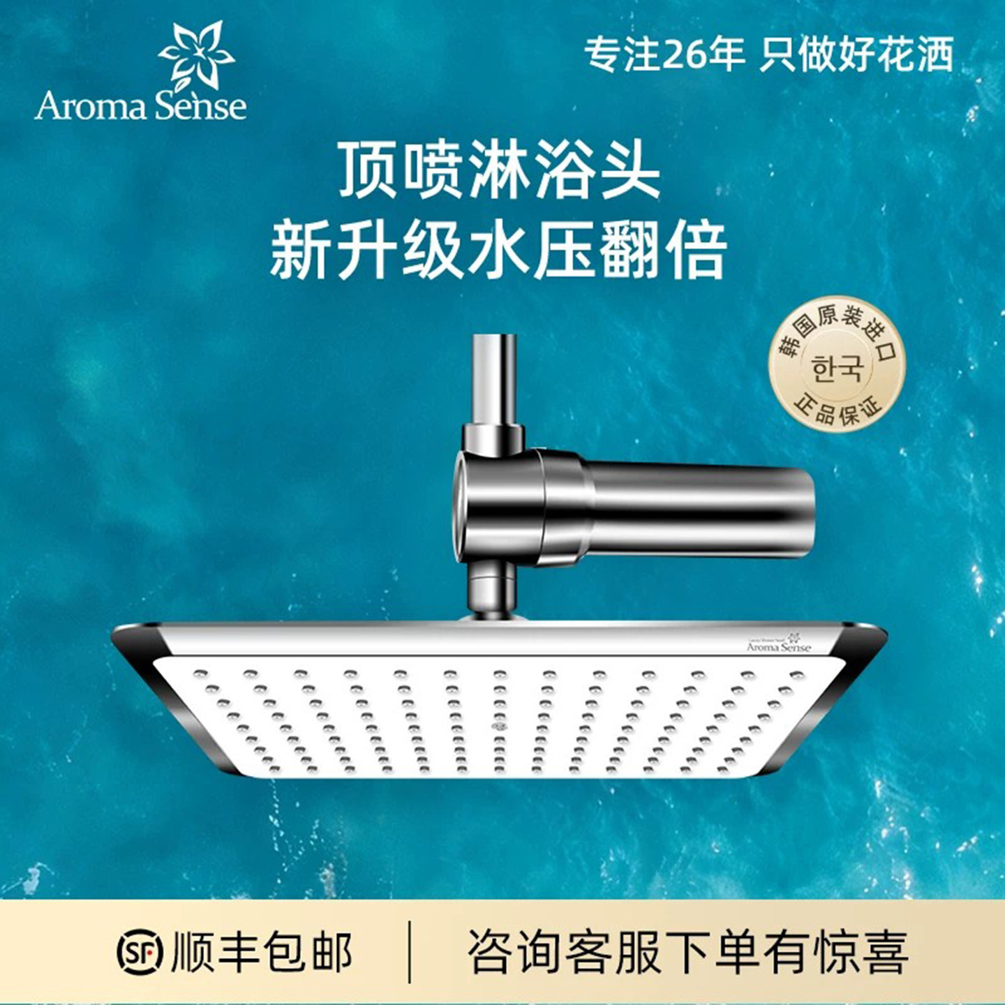 AS韩国进口美容肤大花洒淋浴除氯维C家用顶喷过滤器净水过滤喷头