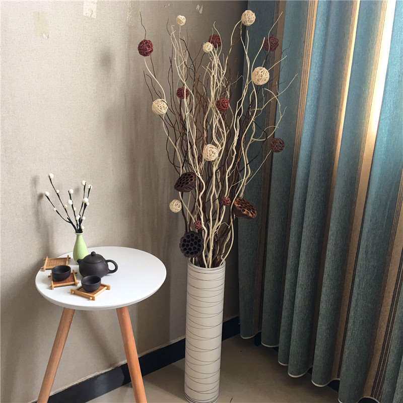 龙柳树枝干枝装饰玄关橱窗插花客厅落地花瓶叶脉花干花装饰摆件
