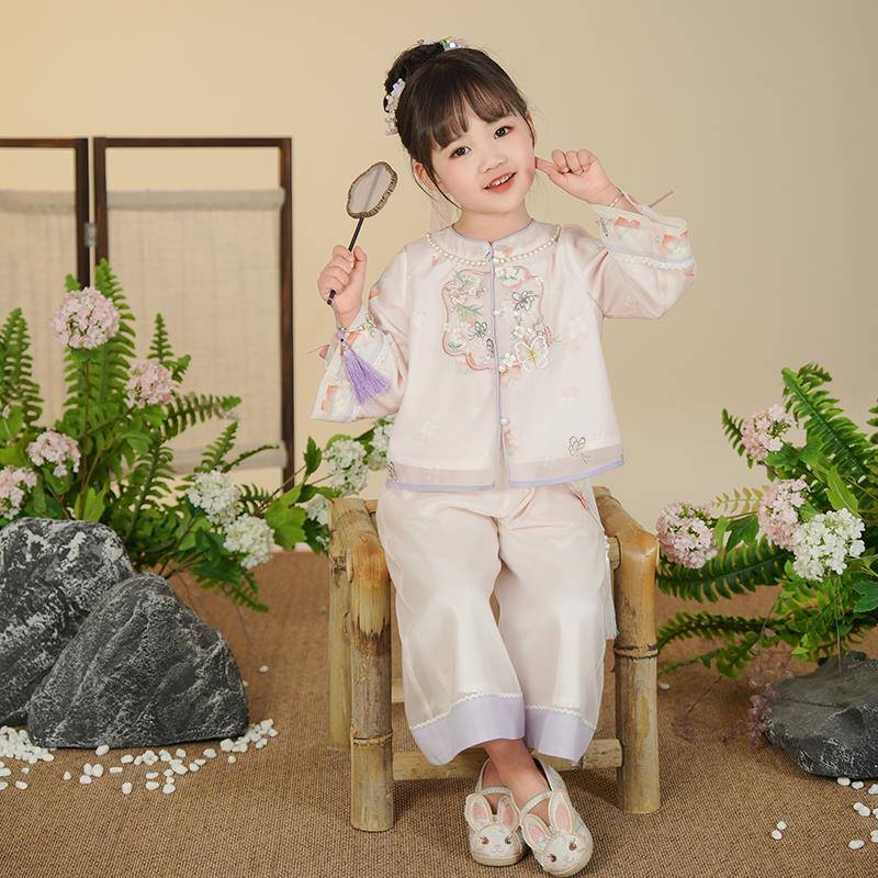 汉服女童春秋款儿童新中式裤子套装两件套女孩中国风高级洋气唐装