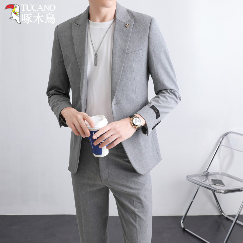 딱따구리 봄 하이 엔드 정장 남성 비즈니스 캐주얼 정장 슬림 버전 한국 스타일 트렌디 싱글 정장 재킷