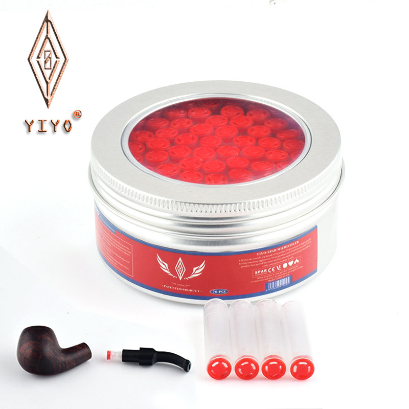YIYO高效实木烟斗过滤芯9mm烟嘴通用型晶石烟芯70粒原装清洁配件