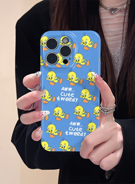 ins风满屏可爱小鸟崔弟适用iphone15promax苹果14卡通新款13全包mini防摔xr高级感12网红菲林8plus11手机壳女