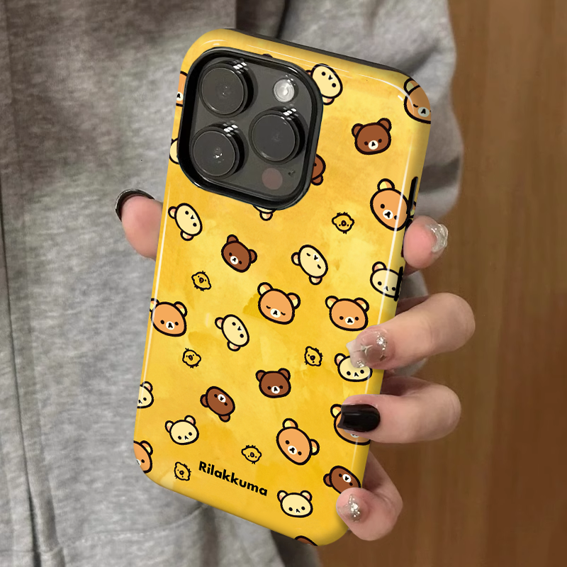满屏轻松熊 适用苹果16promax新款iPhone15手机壳女生13卡通14高级感小众不撞款12防摔二合一菲林保护套plus,3C数码配件,手机保护套/壳,淘宝优惠券,粉丝福利购,淘宝优惠卷