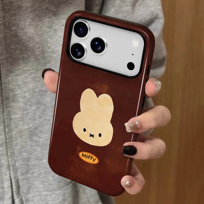 棕底简约米菲 适用苹果17promax新款iPhone16手机壳女生1314高级感小众不撞款15防摔二合一菲林12保护套plus,3C数码配件,手机保护套/壳,淘宝优惠券,粉丝福利购,淘宝优惠卷