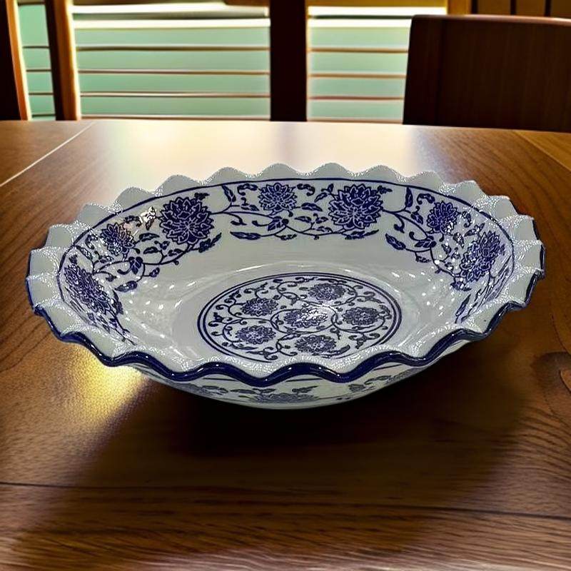 青花陶瓷加深菜盘菜碗釉下彩饭店餐具中式复古怀旧加厚盘子沙拉碗,餐饮具,盘,淘宝优惠券,粉丝福利购,淘宝优惠卷