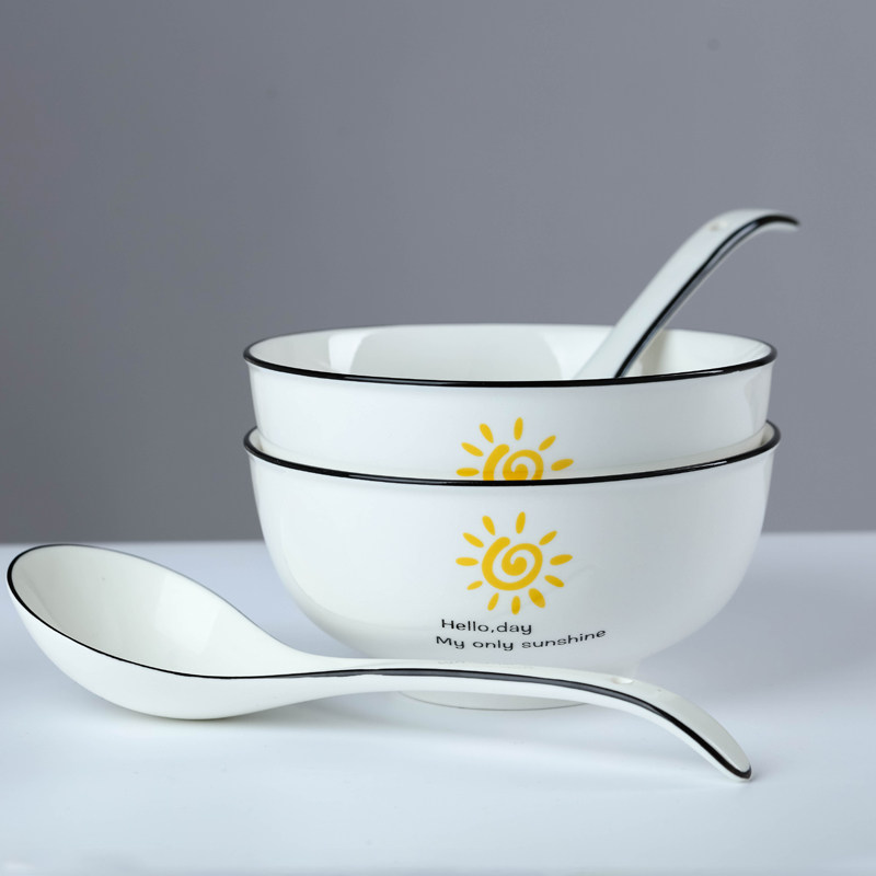 家用泡面碗日式餐具陶瓷碗创意米饭碗吃饭碗拉面碗大汤碗带盖品锅,餐饮具,碗,淘宝优惠券,粉丝福利购,淘宝优惠卷