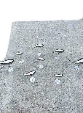 镜面不锈钢小鱼摆件售楼处庭院水池景观装饰群艺术品挂墙户外雕塑