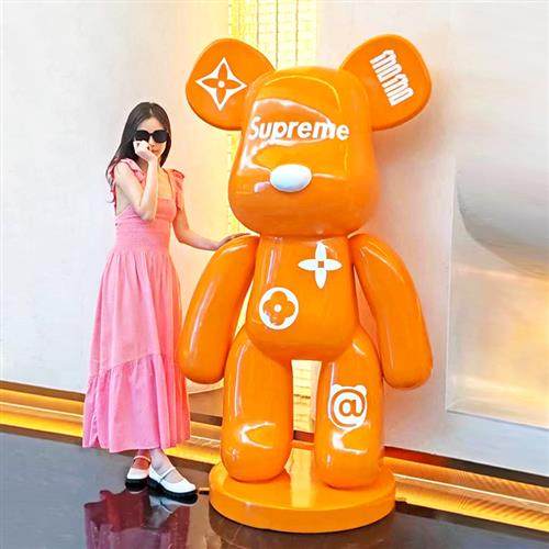 网红暴力熊大摆件店铺门口酒吧客厅装饰潮玩公仔落地玻璃钢雕塑
