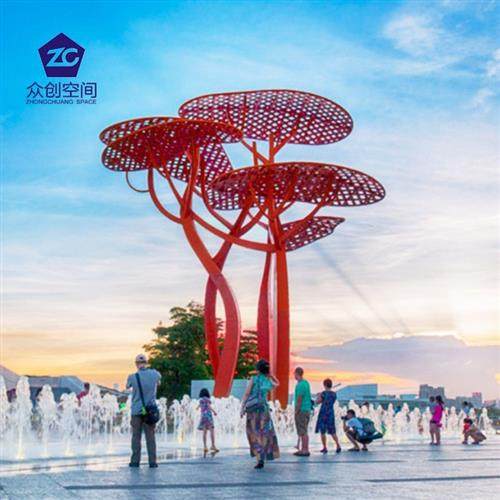 户外大型不锈钢雕塑定制城市地标园林景观公园镂空树雕塑厂家直销