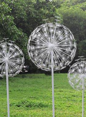 不锈钢蒲公英雕塑营销中心户外草坪亮化景观装饰美陈发光植物摆件