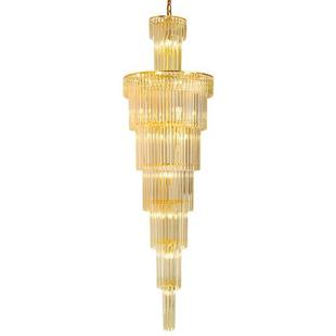 厂家轻奢复式 楼客厅水晶大吊灯楼梯工程别墅大厅金色大吊灯