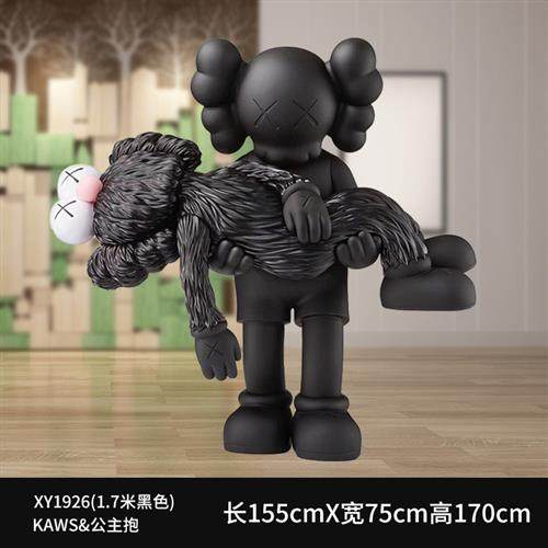 潮牌kaws芝麻街公仔卡通玻璃钢雕塑商场网红奶茶店装饰模型大摆件