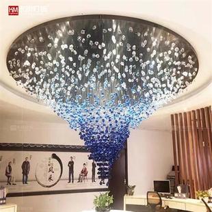 定制水晶玻璃石头吊灯彩色冰块酒店前台琉璃挂件售楼部沙盘灯具