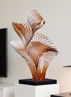 售楼部酒店大堂大型落地雕塑玄关客厅桌面摆件家居装饰品透明树脂