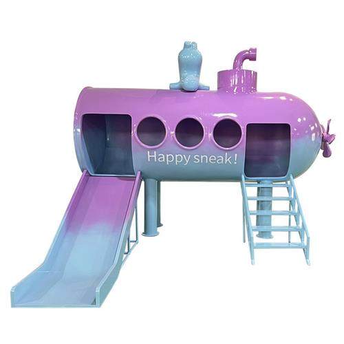 玻璃钢雕塑定制室内室外宝宝滑梯户外潜水艇景区卡通软包滑滑梯