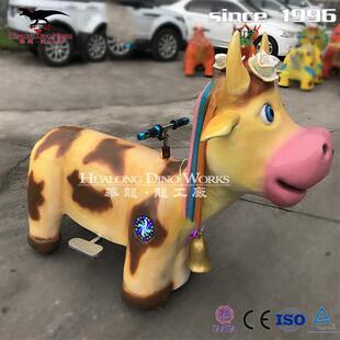 商场公园引流亲子恐龙电动车仿真动物卡通牛妞跑跑车儿童玩具小车