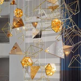 非标制作工程灯创意方形造型灯具酒店吧台商场前台售楼部大厅吊灯
