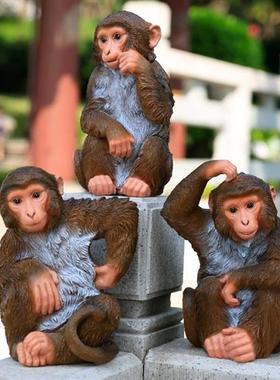 户外花园猴子摆件树脂玻璃钢园林景观假山造景彷真金丝猴动物雕塑