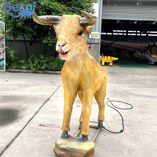 仿真山羊模型农场装饰道具摆件玻璃钢雕塑皮毛动物工艺品厂家