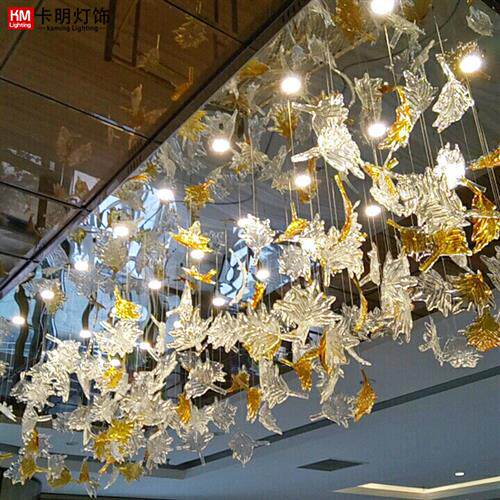 现货大型工程酒店吊灯别墅售楼中心宾馆大堂水晶灯艺术枫叶装饰灯