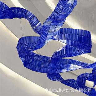 水晶吊灯飘带制作大造型非标工程灯制造酒店大堂售楼部沙盘异形灯