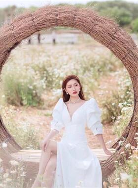 户外景区休闲网红打卡设计点装饰拍照摆件道具鸟巢藤编椅秋千巨型