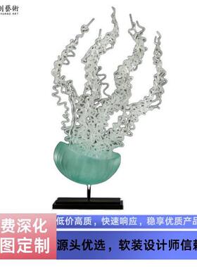 酒店前台八爪鱼创意摆件透明树脂软装饰品售楼部大堂玄关工艺品