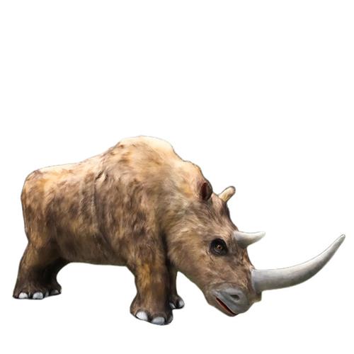 仿真动物模型制作仿真犀牛手工粘毛机械电动模型互动人气摆件