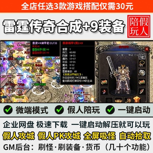 热血传奇单机版电脑雷霆二合一合成+9装备单职业智能假人陪玩微端