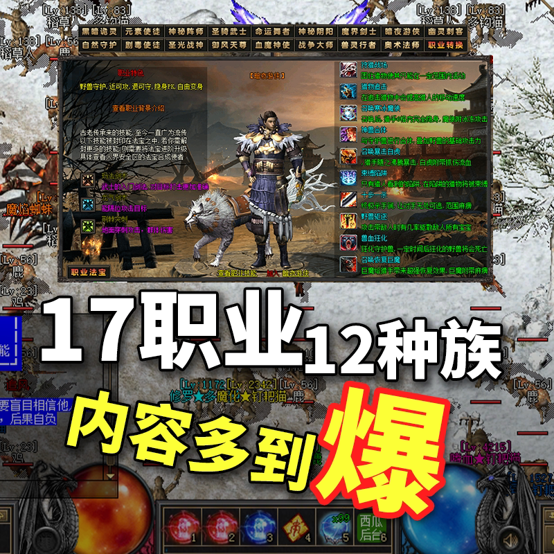 热血传奇单机版电脑暗黑传说17职业12种族暗黑神器有假人陪玩微端